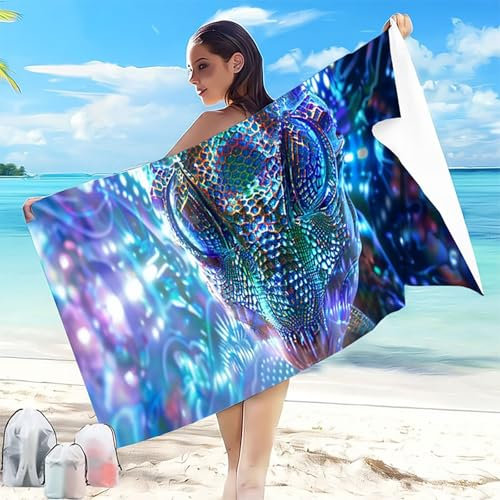 Telo Mare Grande 80x160 mm Blu Telo Mare Microfibra Ultra Assorbente Antisabbia Asciugatura Rapida Uomo e Donna Stuoia Spiaggia Leggero e Portatile per Piscina/Spiaggia/Viaggi Scialle Vita Marina X-2