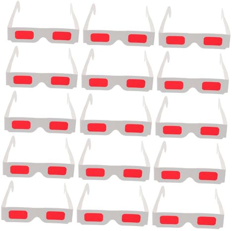 Sosoport 50 Stück 3D Valentinstagsbrillen für Kinder Pappbrillen Rot Blaue Sonnenbrillen Partyzubehör für 3D-Filme und Festlichkeiten