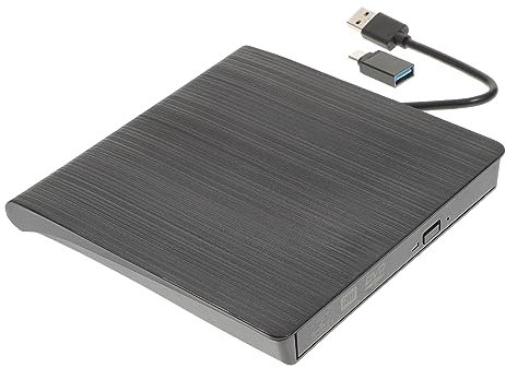 VILLCASE External USB CD Dvd Burner Slot In Optical Drive for Laptops Desktops Portable Disc Recorder with Pop Up Tray Design High Speed Data Transfer Black Color