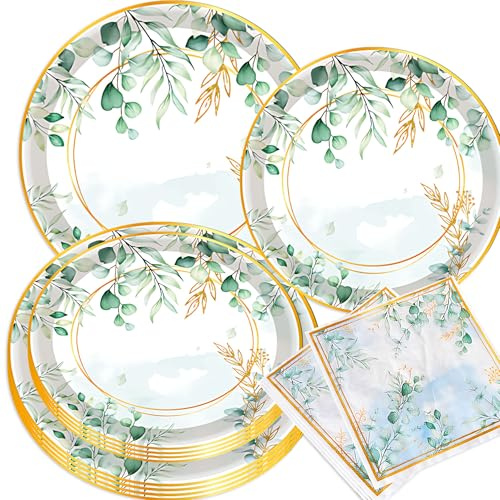 BACH AND BOOZY sauge papier vert assiettes en carton vaisselle verte serviettes bohème vaisselle anniversaire assiettes en carton mariage déco anniversaire mariage babyshower service 20