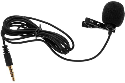 Lavalier Recording Mic Condenser Microphone 1.5m Omnidirectional | Plug and Play Noise Reduction, Captures Subtle Sound, Black Plastic and Alloy Set for Indoor Outdoor Activities