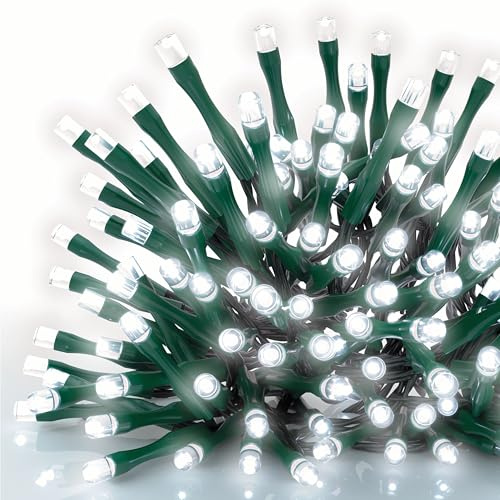 EMOS LED-Lichterkette kaltweiß für Innen und Außen, 4m lange IP44 Weihnachtslichterkette mit 40 LEDs + 5m Zuleitung und Netzteil, 8 Modi und 6h Timer Funktion, für Party, Weihnachten, Deko
