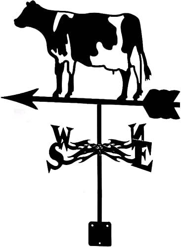 JIPOFAN Girouette en métal, Vaches Noires, Outil de Mesure du Vent, indicateur de Direction du Vent, girouette extérieure en Fer, girouette en Acier Inoxydable