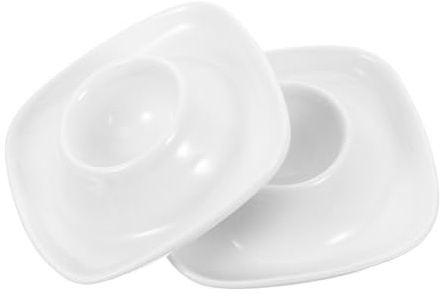 LIGIGWASH Huevera De Cerámica Blanca para Desayuno, Porta Huevos Cuadrados, 2 Piezas, Material Duradero, Fácil De Limpiar, Adecuado para Hogar y Restaurante