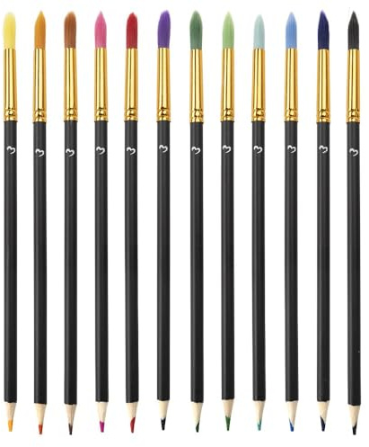 Ideen mit Herz Lot de 12 crayons aquarelle avec pinceau | 2 en 1 | 12 couleurs | Crayons de couleur avec pointe pinceau en nylon