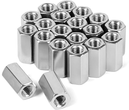 lrgnixs Lot de 20 écrous de connexion M8 x 25 mm en acier inoxydable V2A A2 - Écrous longs hexagonaux - Manchons filetés continus - Manchons d'écartement pour la construction métallique et la