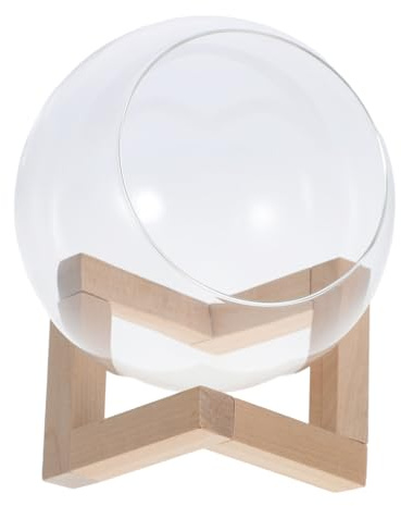 TOYZFRIENDY Station de Propagation Verre avec Support Bois Rétro Vase Incliné pour Plantes Hydroponiques Décoration Intérieure pour Jardin Maison et Mariage Contenant Terrarium Élégant