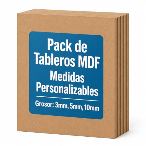 Tableros MDF (Madera DM) – Pack de Planchas para Manualidades, Corte Láser, Bricolaje, Maquetas, Marquetería, Artesanía, Modelismo, Calado, Decoración y Proyectos Escolares (3mm - 70x50cm - 20 uds)