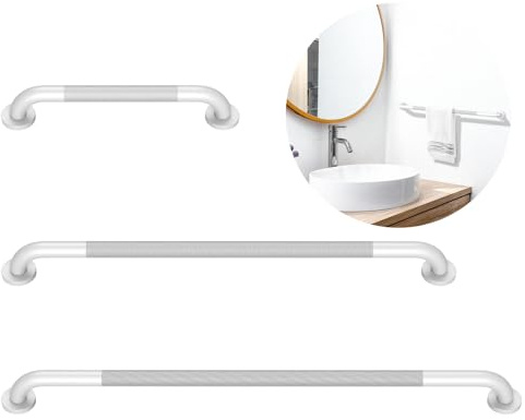 3 Pack Anti Slip Shower Grab Bar Compliance, Munzong White Bathroom Grab Bar, Handicap Balance Bar,Safety Hand Rail Fort Elderly Injury Senior Assist Bath Handle(White, 18, 36, 42)