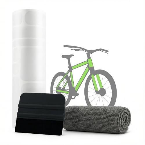GD-Shield Fahrrad Lackschutzfolie Komplett-Set – Selbstklebende Rahmenschutzfolie für MTB, E-Bike & Rennrad – Extrem starker Steinschlagschutz inkl. Rakel & Mikrofasertuch Universal