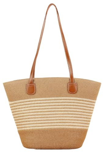 Pahajim Straw Tote Bags for Women Woven Raffia Handbag Shoulder Bag for Beach Holiday