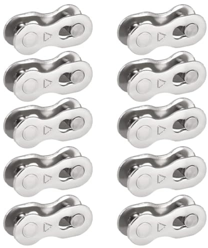 10 Piezas Eslabón Rápido de Cadena de Bicicleta 6/7/8 Velocidades, Conector de Cadena de Acero Plateado Reutilizable, Cierre Rápido Universal para Bici de Montaña y Carretera (5 Pares)