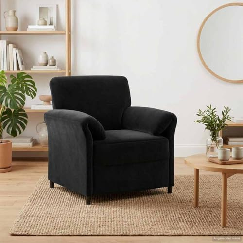 Ziaphsol 1-sits soffa svart 88 x 83 x 95 cm sammet modern design med avkopplande funktion, hållbar metallram, bekvämt skum, perfekt för vardagsrum, kontor eller lounge, robust och elegant