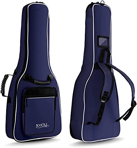 ROCKTILE 1/2 Klassik-Gitarrentasche (gepolsterter Gigbag, Rucksackgarnitur, 2 Außentaschen) blau