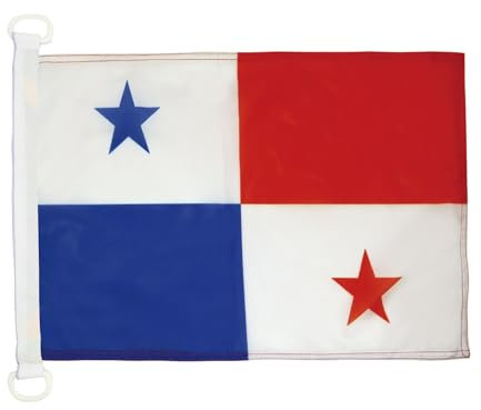 AZ FLAG - Drapeau Panama - 45x30 cm - Pavillon Nautique Panaméen Spécial Bateau Et Extérieur En Maille Bloquée Avec Anneaux Plastiques Intégrés - 30g