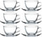 Pasabahce Basic 97948 12-Piece Glass Cups with Saucers for Tea, Coffee, Cappuccino for 6 People, 238ml