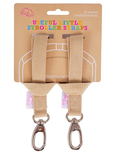 Pink Lining Kinderwagen Haken Karabiner Stroller Straps 2-er Set, Oatmeal