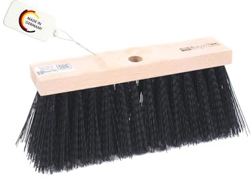 BawiTec Spezial Straßenbesen, Schwarze Elaston-Eralon-Borsten, 32cm Breit/Lang, kräftige und Lange Kunststoffborsten, Kehrbesen Besen mit Stielloch, ohne Stiel Besenstiel, Handwerkerbesen (32cm)