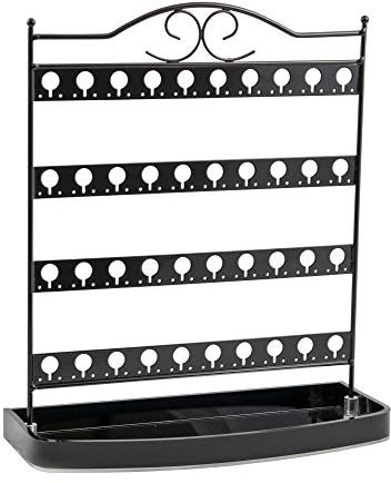 Mango Steam Tabletop Mirror Base Stud Earring Jewellery Organiser, Display Stand, Storage, Gift (Black)