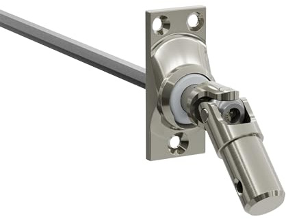 DIWARO.® | Rolladen Gelenklager G034, 45 Grad Umlenkung, Grundplatte 22 x 52 mm mit 3 Befestigungslöcher, Kurbelzapfen Anschluss 13,9 mm, Antrieb zum Rolladengetriebe 6 mm Sechskant.