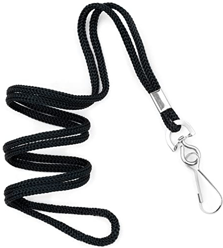 MIFFLIN-USA Lanyard (Black, 36 Inch, 100 Pack), ID Badge Lanyards, Round Woven Lanyards with J-Hook