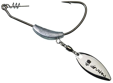 Gunki Texas Haken beschwert mit Spinnerblatt - 2 Offsethaken, Größe/Gewicht:Gr. 4/0 / 7g