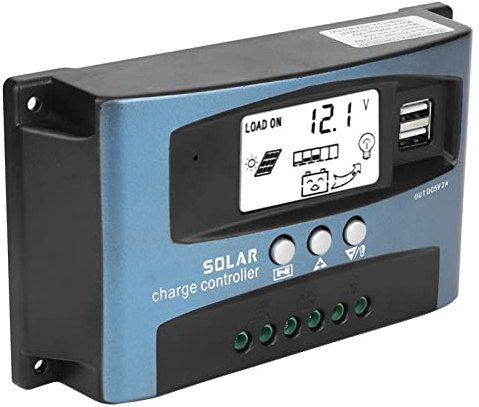 Aramox MPPT Solarladeregler 40/50/60/100 A, Solar-Batterieladegerät, Laderegler, Dual-Panel, LCD-Anzeige, USB, 12 V, 24 V, für Solarmodule (40 A)