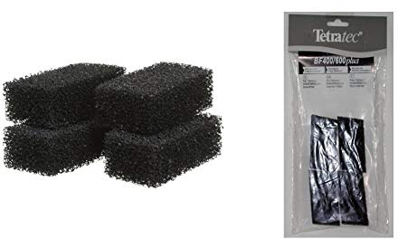 Tetra Aktivkohle CF 400/600 Plus Filtermaterial für IN Plus Innenfilter, 4 Stück & ec Biofilter BF 400/600 Plus Filtermaterial (für IN Plus Innenfilter) 4 Stück