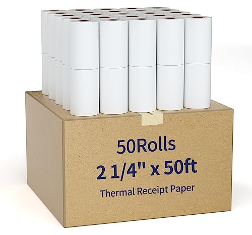 NefLaca Thermal Receipt Paper, 2 1/4 x 50' Receipt Cash Register POS Paper (50 Rolls)