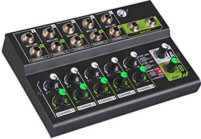 HODAGES Audio Mixer 10 Channel Portable Mini DJ Controller Audio Expander, Switch Between Stereo And Mono, For Multi-Device Stage,Band. Portable And Lightweight
