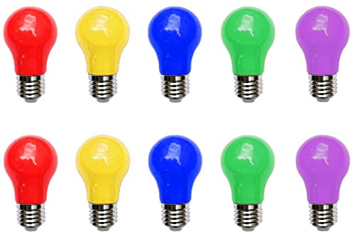 Aiwerttes Farbige LED-Glühbirne E27,3W A50 Birne Form Birnen, rot gelb blau grün lila,gemischte Farben LED-Glühbirnen für Feen Lichter Bunte Halloween Party Dekoration,10er Pack