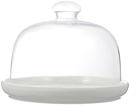 Alipis Kuchenglocke Glasglocke mit Keramik Teller Glashaube Kuchenständer Glas Käseglocke Kuchenplatte Tortenplatte Haube Lebensmittel Abdeckung für Hochzeit Party Geburtstag Weihnachten 10 Zoll