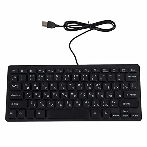 AYNEFY Universal Wired PC Mechanical Keyboard, 78-Key bilingual Keyboard, Ergonomic Design, Slim, Portable, PC Keyboard, Plug and Play, for Laptop, PC and Desktop (Russian)