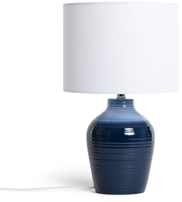 LEDKIA Lampada da Tavolo Ceramica Botijo Azzurro Scuro