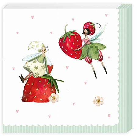 Servietten 25x25 cm, 20 Stück - Liebevoll Illustriert, Sommer, Sommerlich, 3-Lagig, Geburtstag und weitere Anlässe mit Freunden