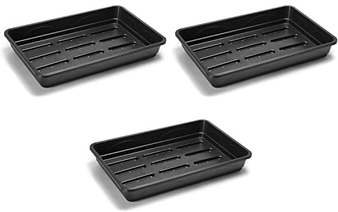 EarlyGrow Heavy Duty 58cm Large Seed Tray Drainage Holes 3-Pack Greenhouse | With drainage holes. For garden greenhouse seed starting, germination and plant growing.