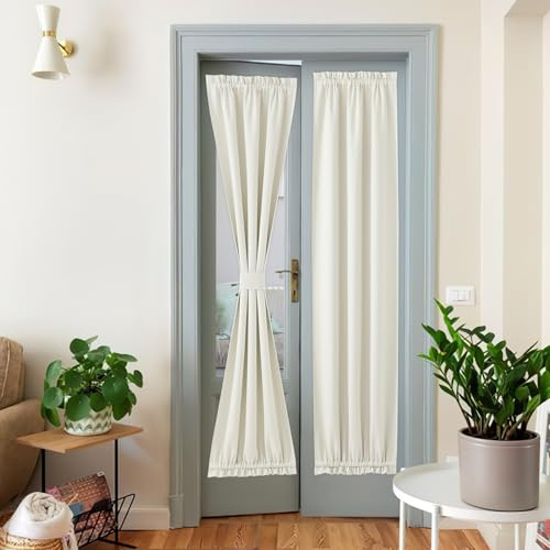NICETOWN Tende oscuranti per porte francesi, 66 x 183 cm, per finestre in vetro, isolamento termico per camera da letto, 1 pannello, verde grigiastro