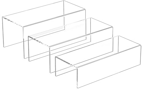 Sezanrpt Acryl Risers Display Ständer 3pcs, Rechteckige Display Risers 3 Schritte, Klarer Acrylständer für Sammlerstücke, Brand Store, Home Storage Organizer 30-7.5x10x12.5CM