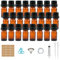 Lot de 24 flacons en verre ambré de 5 ml avec petites bouteilles en verre ambré, compte-gouttes, entonnoir, seringue, étiquette (marron, 5 ml - 24 pièces)