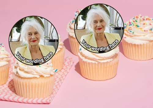 Amy Rose's Kitchen 20 x 5cm Personalised Cupcake Toppers (20 Pieces) - Customizable Color, Perfect for Birthdays