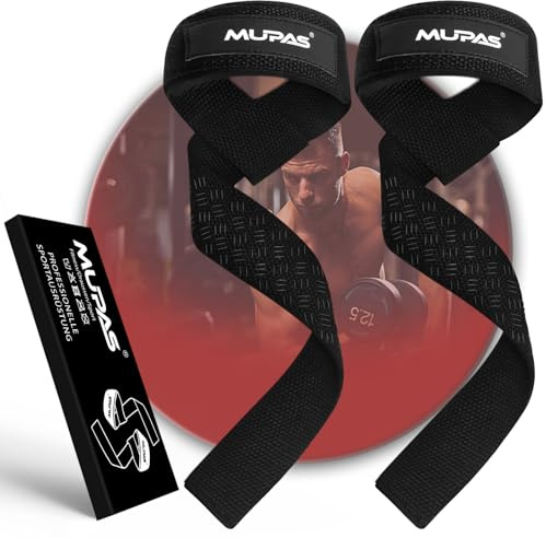 MUPAS Straps Palestra - Cinghie Potenti Sollevamento Pesi - Fasce Resistenti per Stacchi, Gym & Lifting，5MM Imbottita Supporto Polsa, Uomo Donna