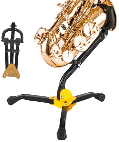Cocoarm Faltbarer Saxophonständer, Verstellbarer Stativständer für Alt-Tenorsaxophon, Langlebiges Metallstativ für Saxophon, Tragbarer Tenorsaxophonständer mit Sicherungsstift