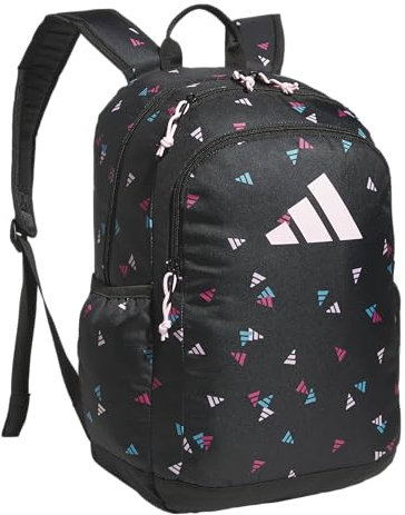 adidas Zaino per ragazzi (27l) durevole studente atletico palestra laptop libro borsa ragazze, 3 Bar Toss Nero-rosa trasparente/rosa trasparente, One Size, Affiliate Zaino (27l) Durevole Studente