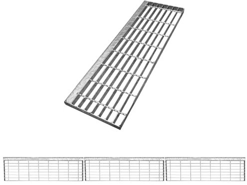 NATOTELA Gitterrost 240x800x25mm Gitterroststufe 3er Verzinkt Trittrost rutschfeste Industrietreppe geeignet für Flucht- Fabrik- Außentreppen Keller Werkstatt Industriegebiet Garten Bauernhof