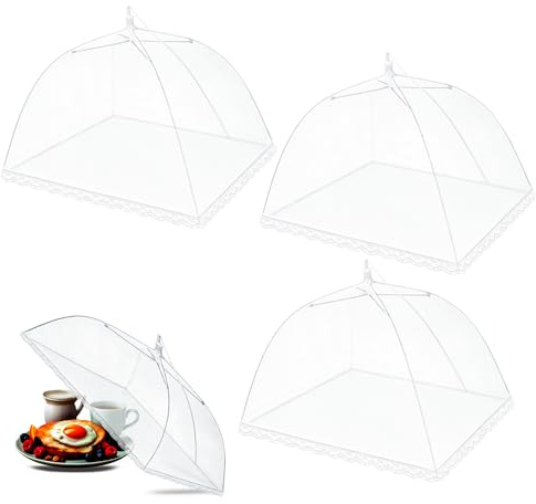 Faltbarer Fliegenschirm, 3 Stück Faltbare Abdeckhaube Lebensmittel Abdeckung Zelt obsthaube Kuchenabdeckung Abdeckung Fliegen-Schutz, für Essen Lebensmittel Grill Partys Buffets Camping,32x32cm