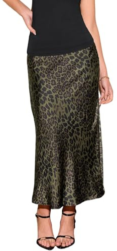 CUPSHE Jupe midi en satin pour femme, élégante, taille haute, jupe légère en forme de sirène pour le travail, soirée, tenue décontractée, M