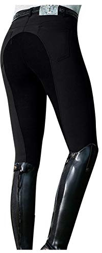 Reithose Damen Stretch Skinny Trainingshose Sport Reitleggings Damen Reithose Mädchen mit Handytasche und Gürtelschlaufen für Reitsport Pferdetraining Outdoorhose