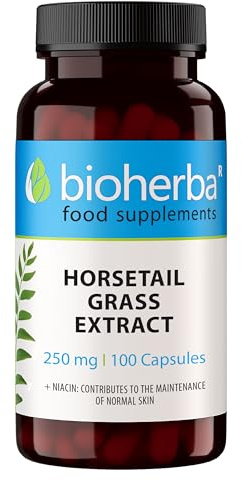 Cola de Caballo 250 mg – 100 Cápsulas de BIOHERBA | Suplemento Natural con Extracto de Equisetum y Vitamina B3 para Bienestar y Equilibrio de Líquidos