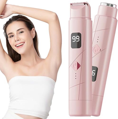 Elektrischer Rasierer Damen, 2 in 1 Doppelkopf Elektrorasierer für Damen, Intimrasierer für Frauen, Wasserdicht Rasierer Kabelloser Nass/Trocken Epilierer für Gesicht Bikini Achseln Beine Arme Körper