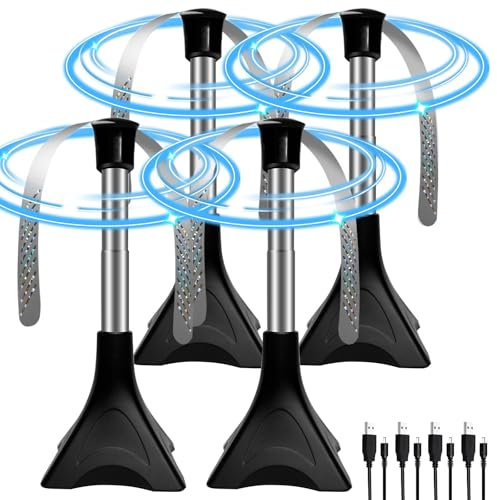 4 PCS Ventilateur Anti-Mouches Pliable & Extensible, Mouches et Moustiques Repoussent Les Ventilateurs, Usage Table/Suspendu pour Pique-Nique et Barbecue, Contre Les Moustiques San Produit Chimique